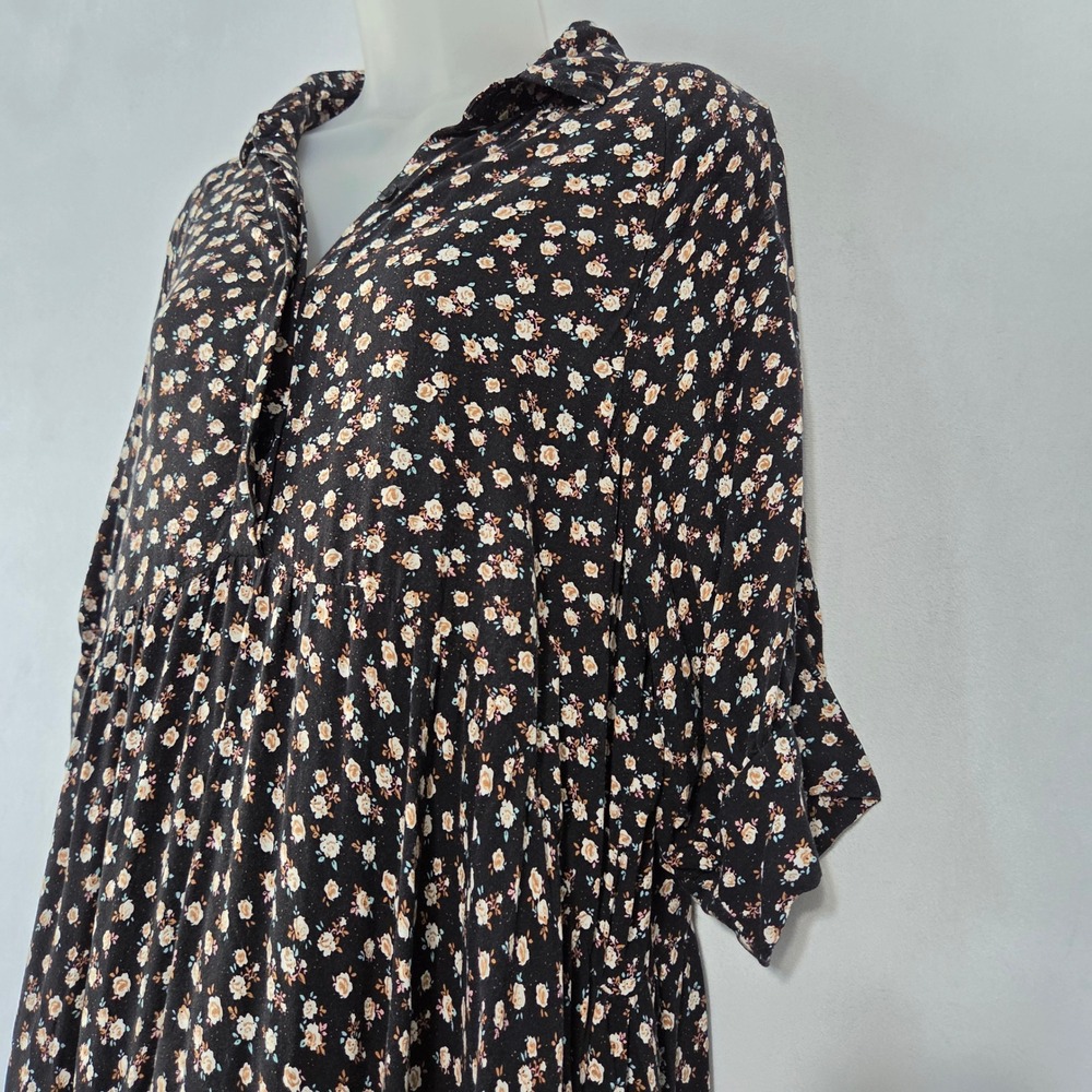 Natural Life Maxi Dress XL Floral Tiered Boho Button Cottagecore Peasant Coastal - Picture 13 of 15